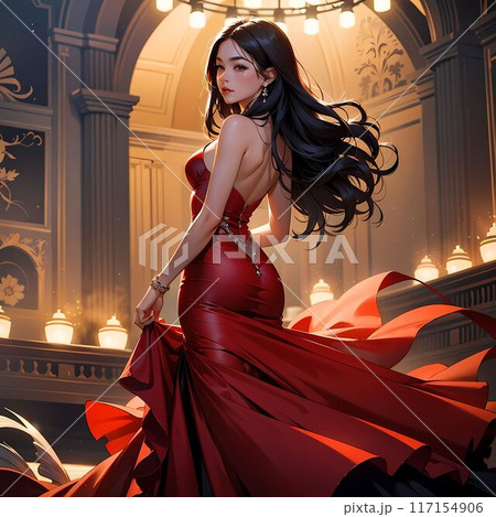 赤いドレスの女性のイラスト素材 [117154906] - PIXTA