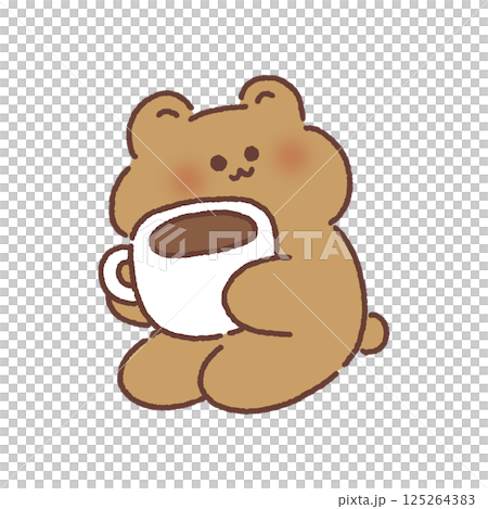 コーヒーを持ったクマのイラスト素材 [125264383] - PIXTA