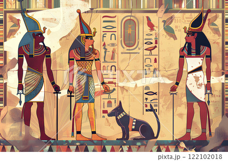 古代エジプト文明の壁画イメージ-1のイラスト素材 [122102018] - PIXTA