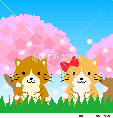 猫 春 桜 満開のイラスト素材 - PIXTA