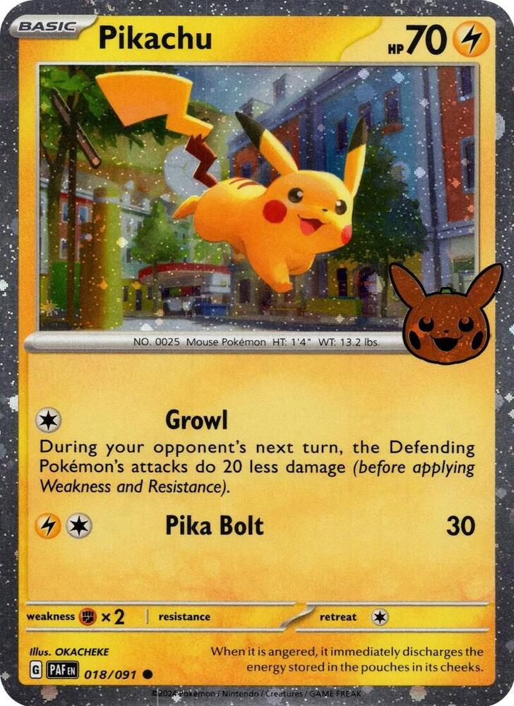Pikachu - 018/091 (Cosmos Holo) - Trick or Trade BOOster Bundle