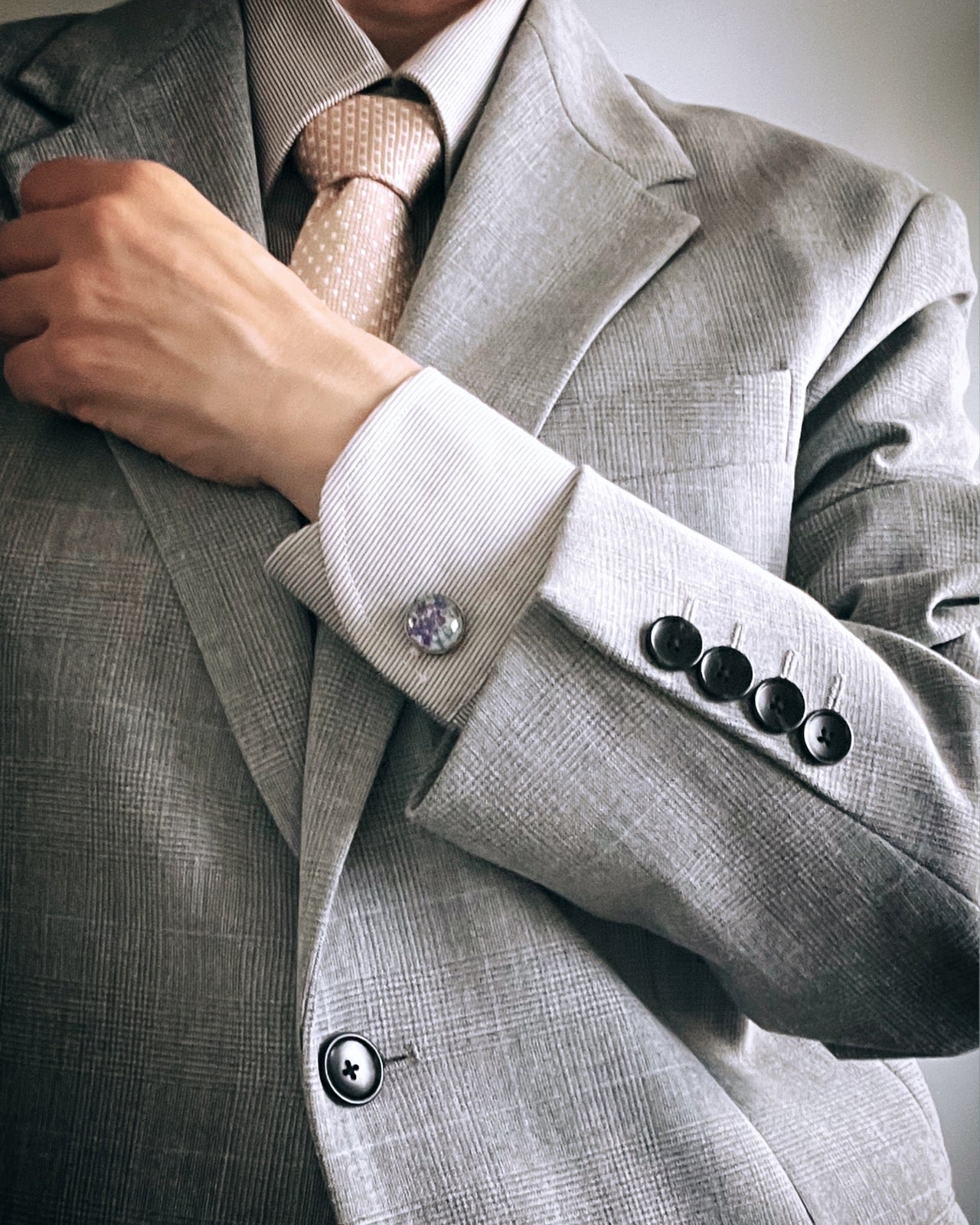 ボタンカバー カフスボタン パープル 梅 おしゃれ 男女兼用 贈り物