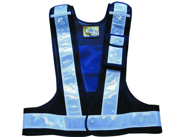 多機能安全ベスト（収納ポケット付き） 夜光チョッキ6cm幅 紺メッシュ
