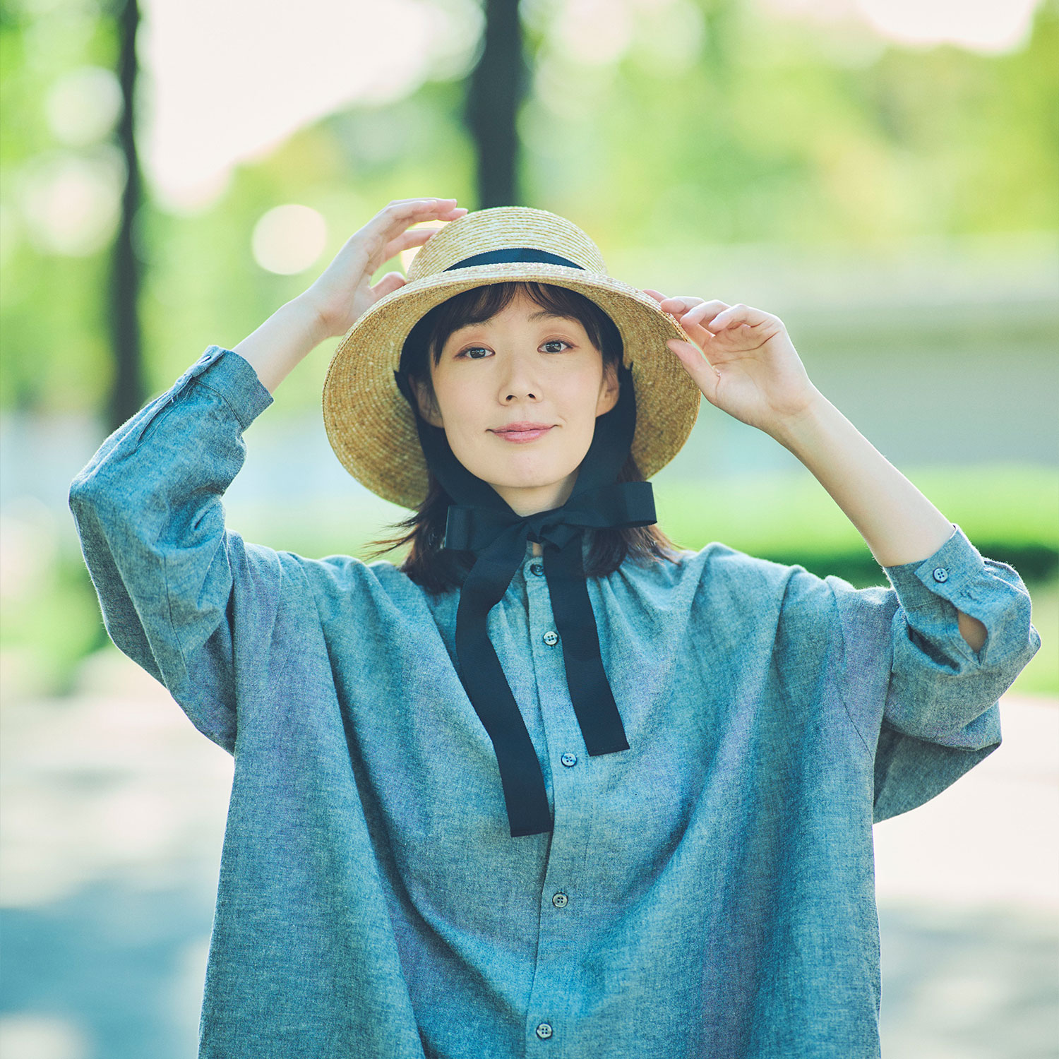 田中帽子店Bianka（ビアンカ）麦わら ロングリボン カサブランカ 婦人