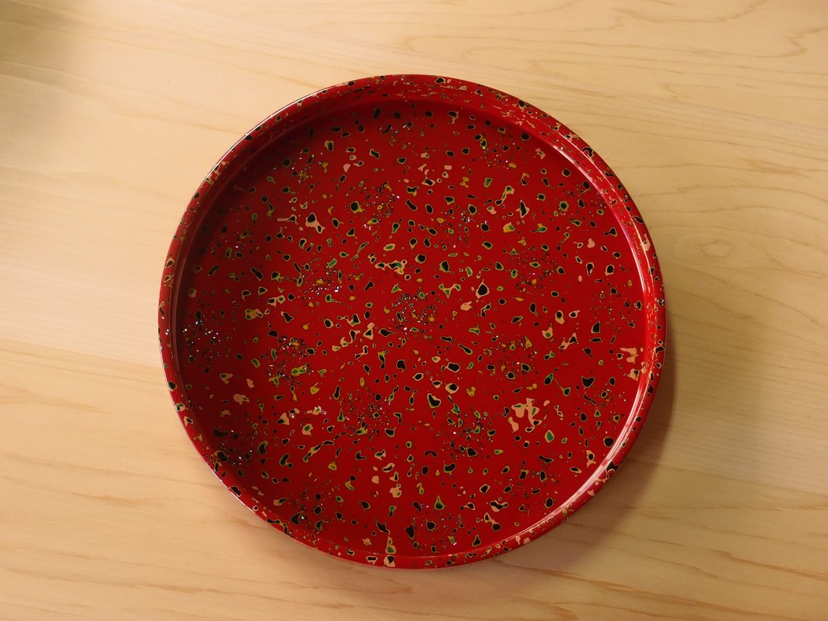 新品・希少品】津軽塗 丸盆 ロイヤルブルー【弘前津軽塗商工業共同組合