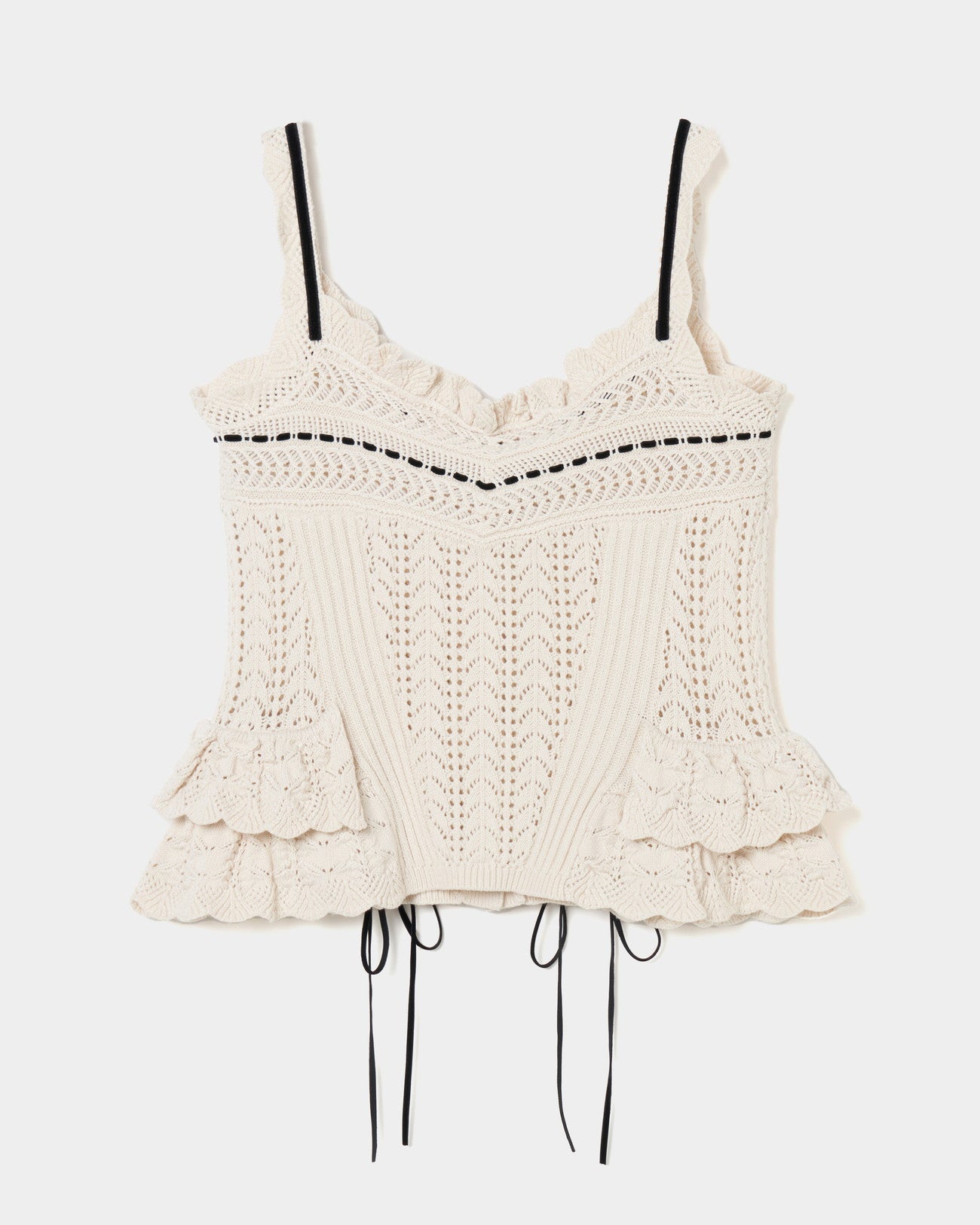 lace up ribbon knit camisole Ivory【stock】 – tanakadaisuke