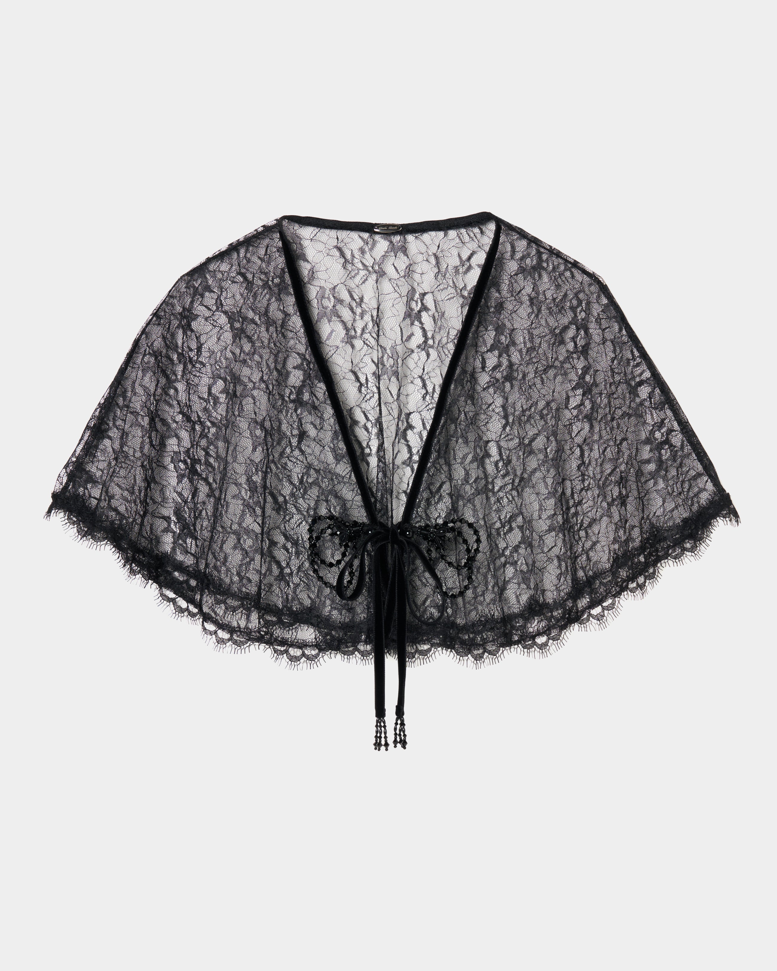 タナカダイスケ|flower lace velvet ribbon cape Black – tanakadaisuke