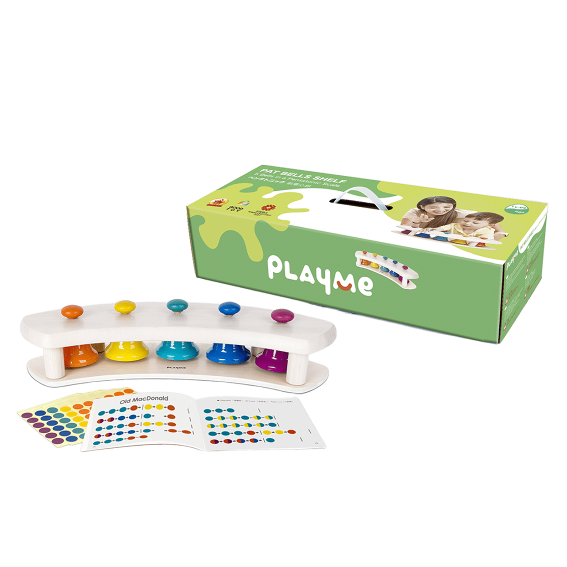 PlayMe パットベルシェルフ ペンタトニック 5音 木製知育玩具 1歳以上