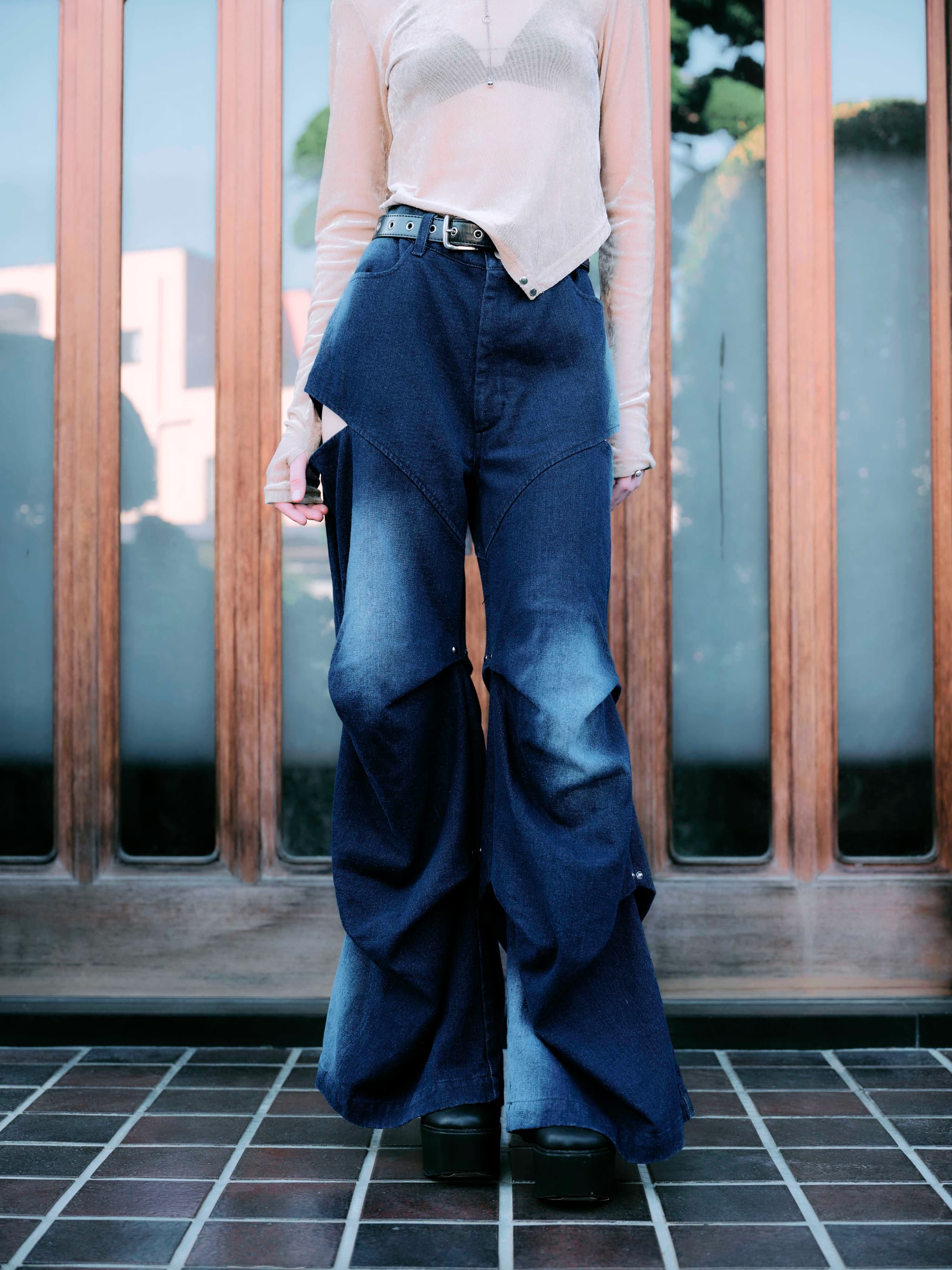 TUCK DESIGN DENIM PANTS-BLUE – TAJEN:T