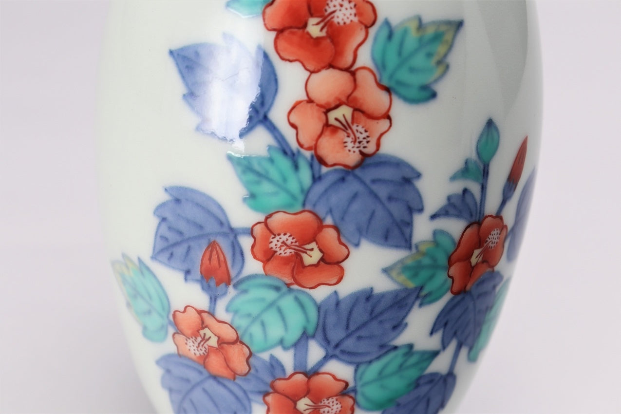 花器 「花瓶 立葵絵」 今右衛門窯 有田焼 陶磁器 – Takumi Japan
