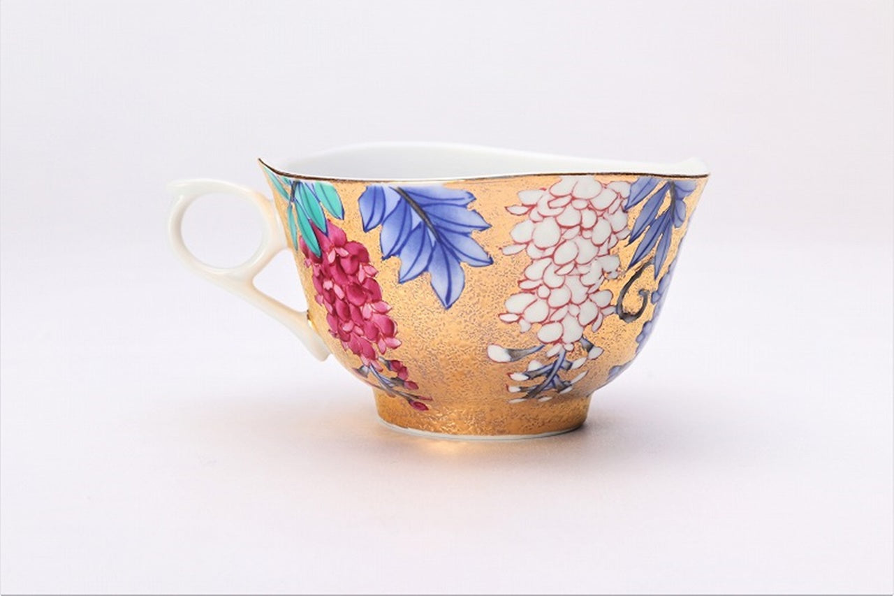 カフェ用品 「コーヒー碗 金彩 藤 木箱付」 金龍窯 江口天童 有田焼