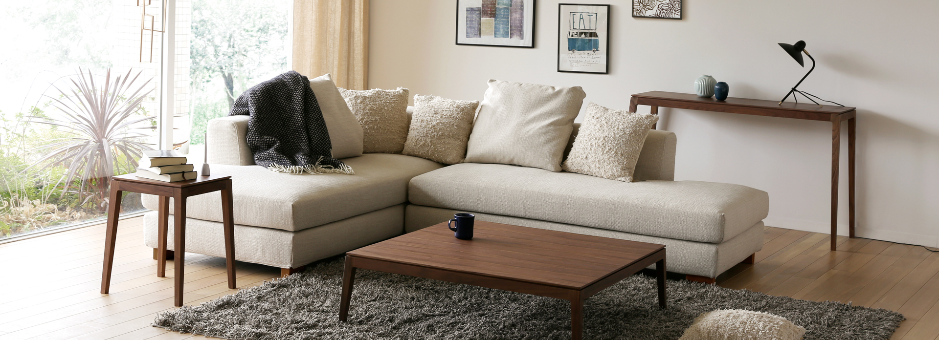 モル コンソールテーブル WALNUT (サイズオーダー可)(W90~120×D40