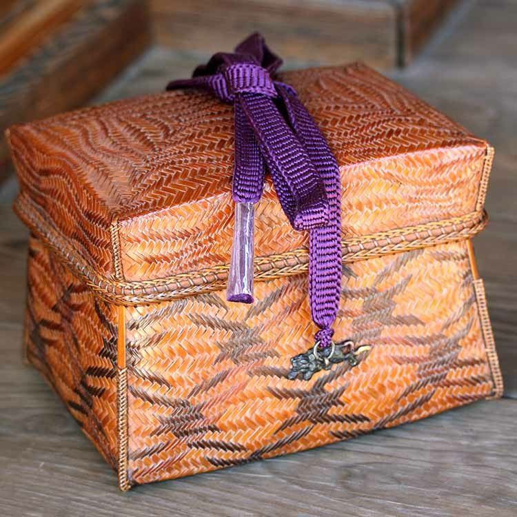 一点限り】 渡辺竹清作 虎竹御所籠 （Japanese bamboo art by Chikusei