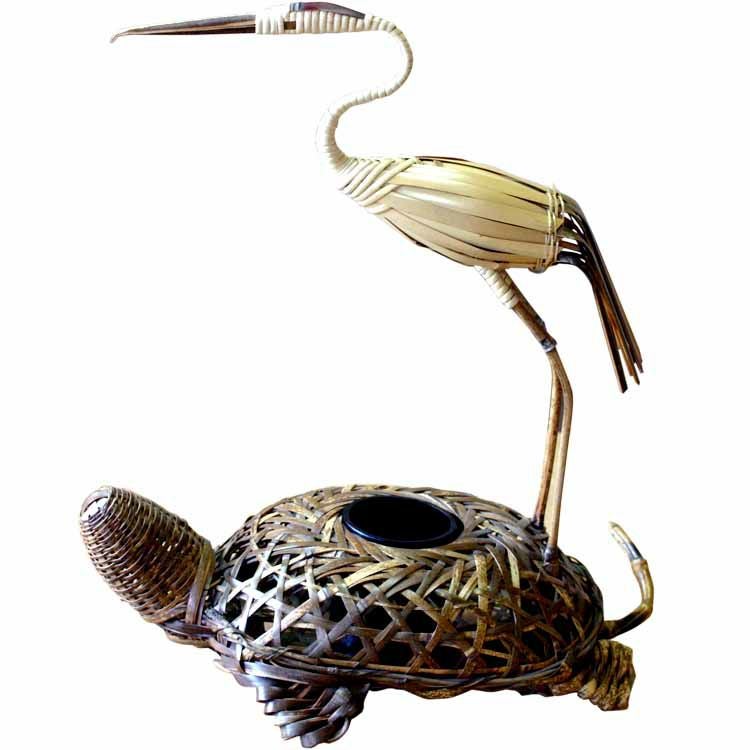 一点限り】 亀井竹芸作 鶴亀（大） | 虎斑竹専門店 竹虎