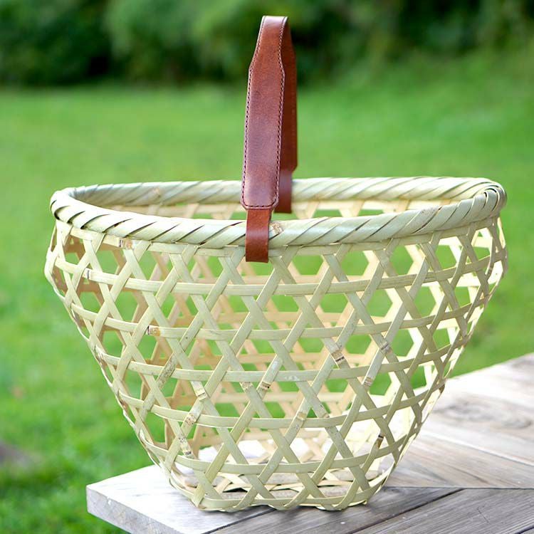 限定】根曲竹お買い物かご（りんご籠）浅 | 虎斑竹専門店 竹虎