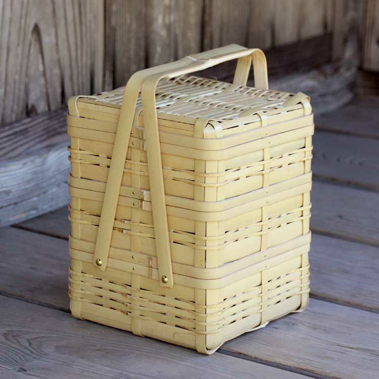 白竹蓋付き四ツ目衣装籠 | 虎斑竹専門店 竹虎