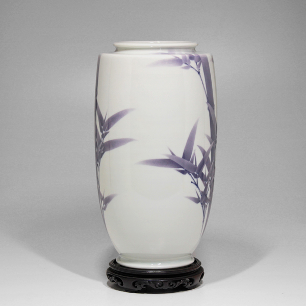 初代真葛香山 宮川香山『紫金彩竹之画花瓶』瀧屋美術 鎌倉 美術品専門店