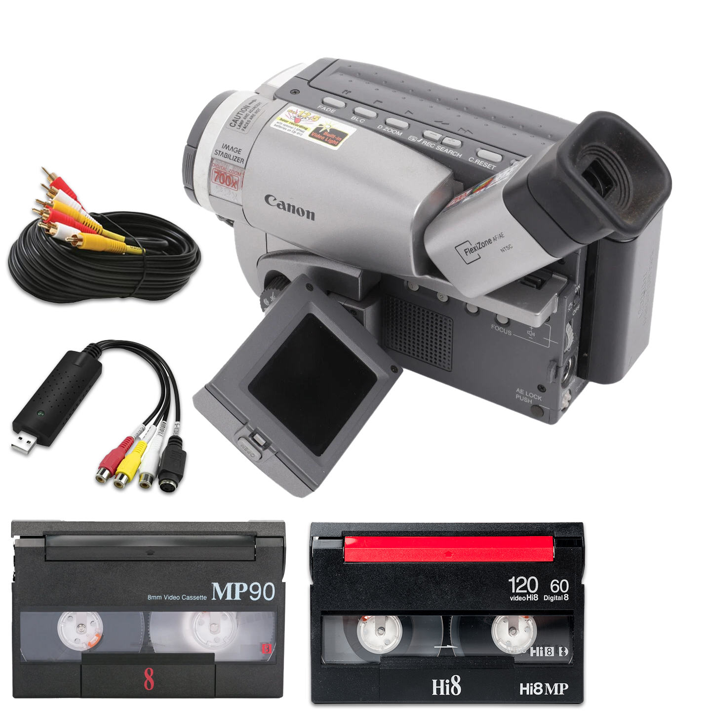 Canon Hi8 Camcorder 8mm Tape Player w/ new battery, USB
