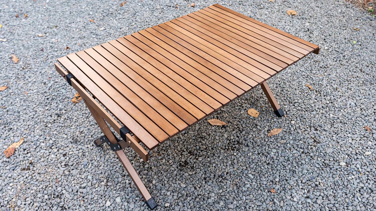 レビュー】ハイランダーのウッドロールトップテーブル2はキャンプの