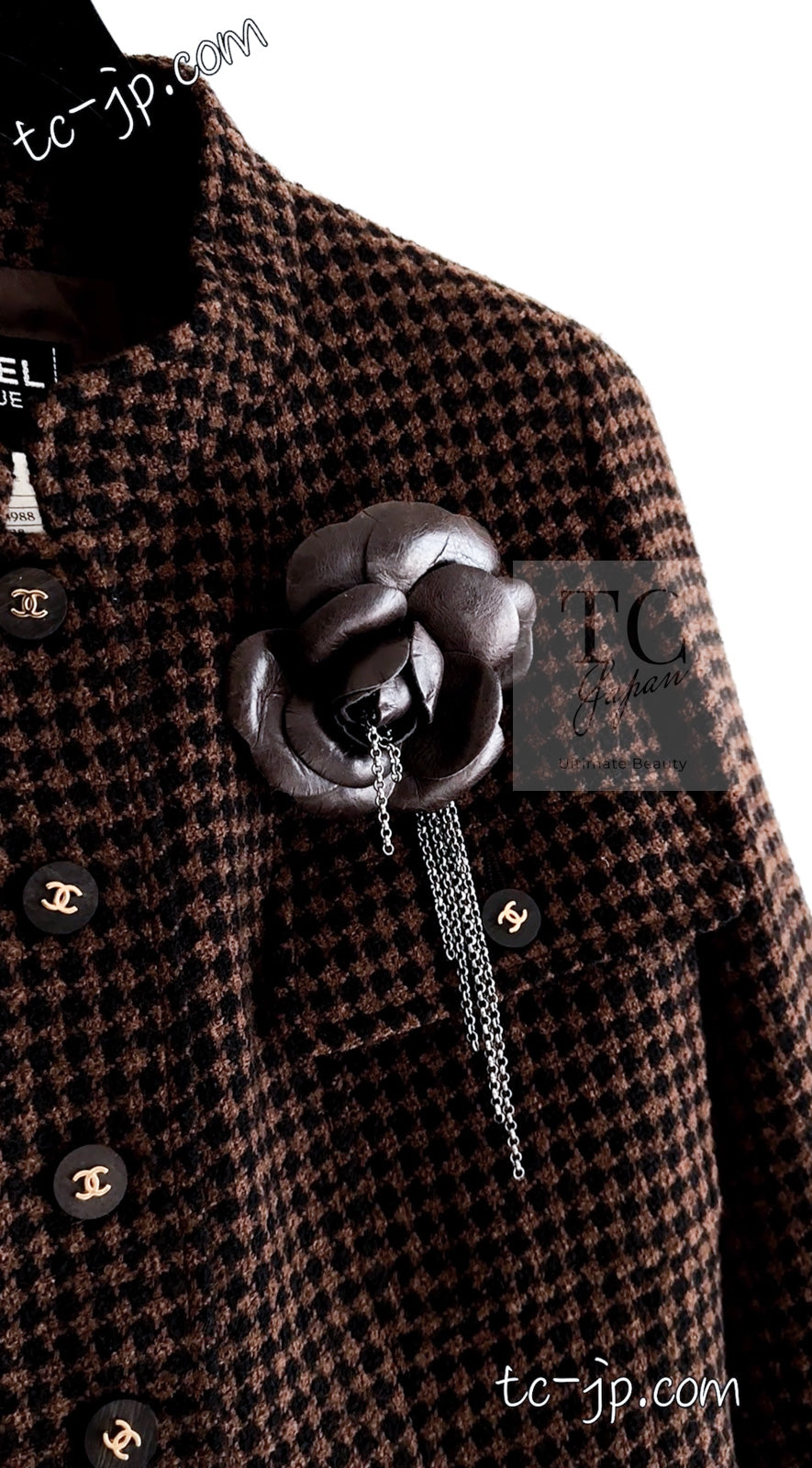 シャネル ヴィンテージ ワンピース コート CHANEL ブラウン ブラック