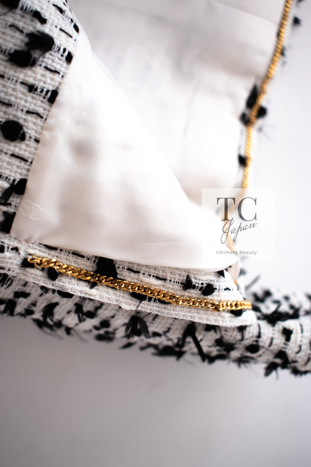 シャネル ジャケット CHANEL ヴィンテージ ホワイト ブラック リボン