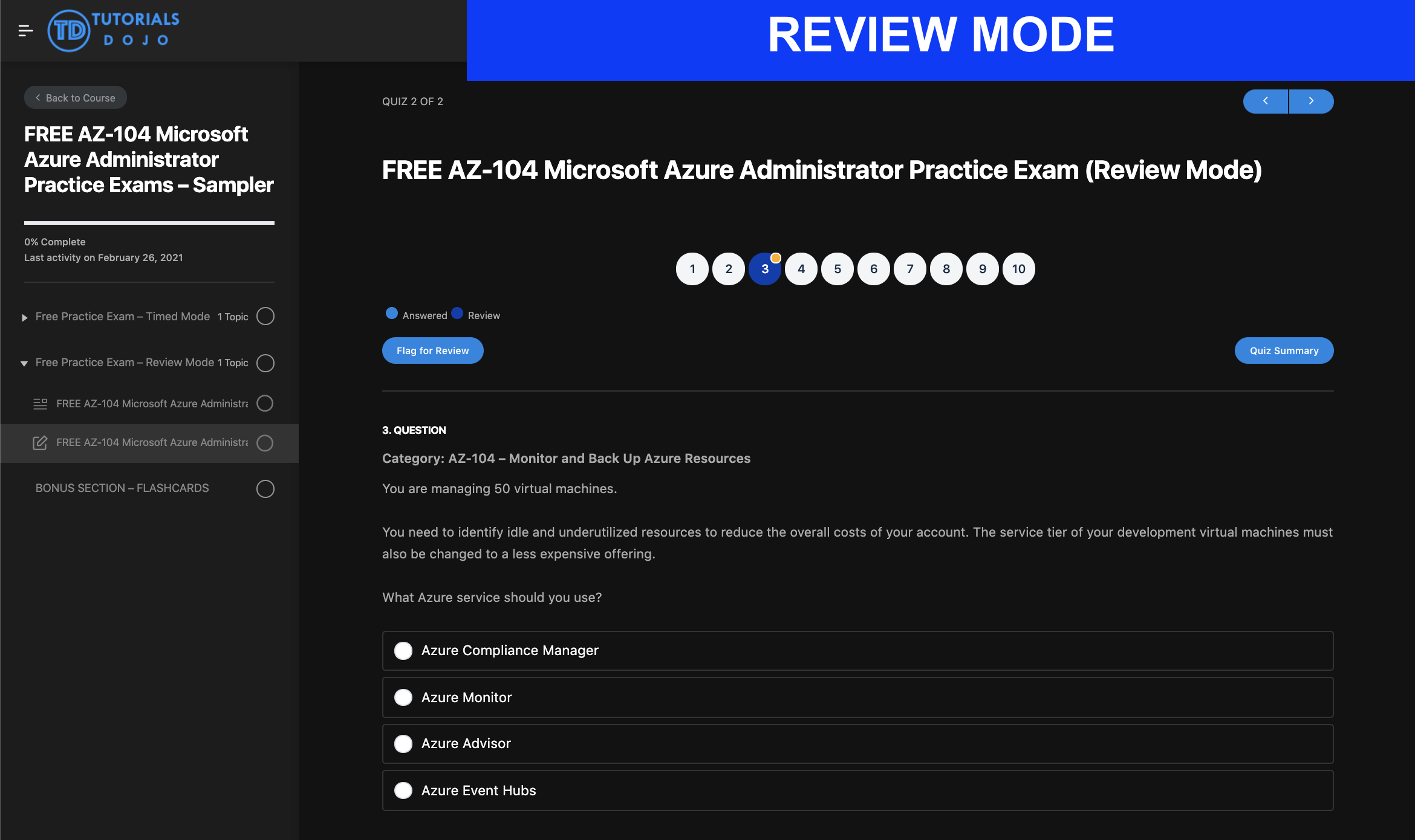 FREE AZ-104 Microsoft Azure Administrator Practice Exams - Sampler