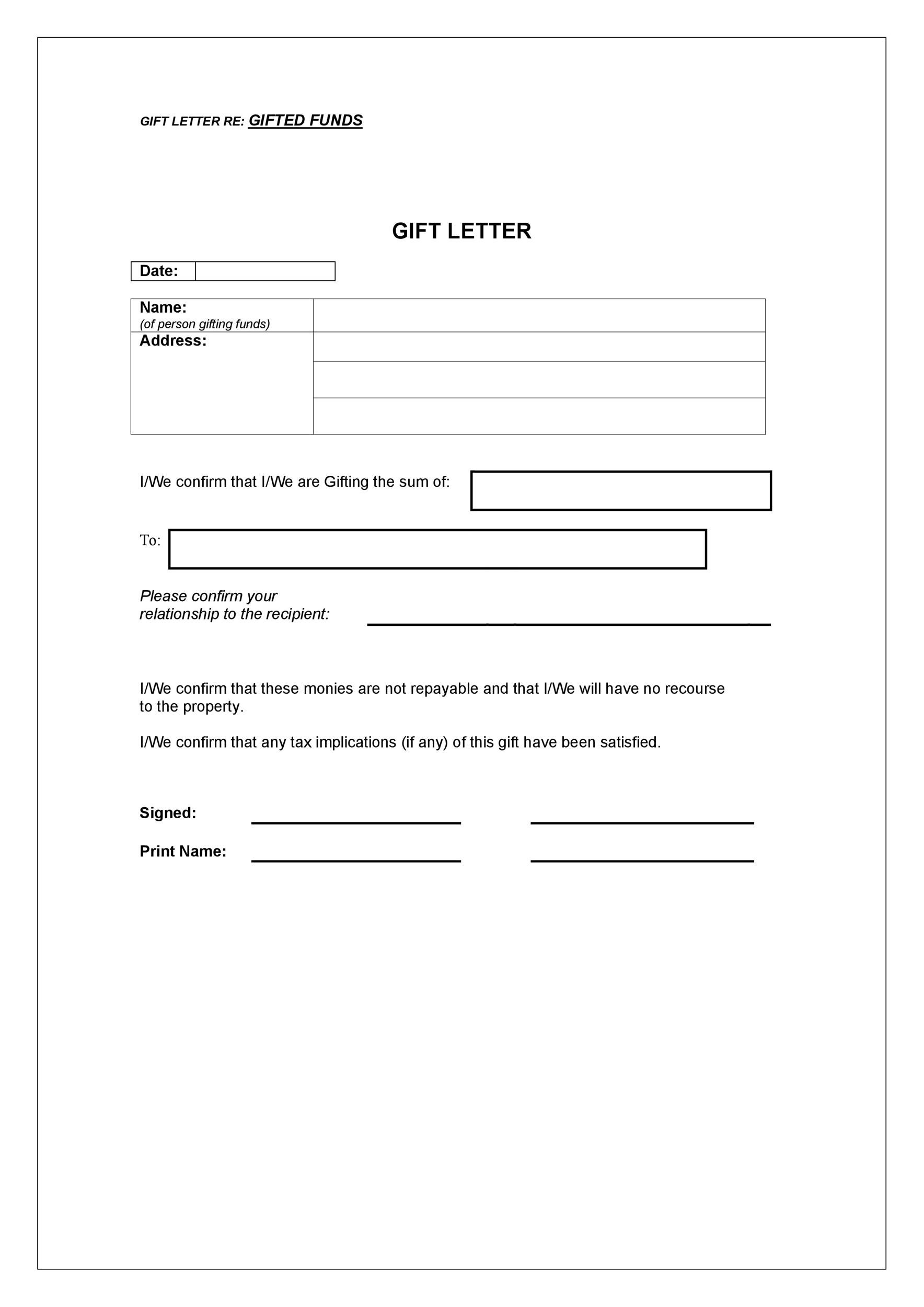 35 Best Gift Letter Templates (Word & PDF) ᐅ TemplateLab