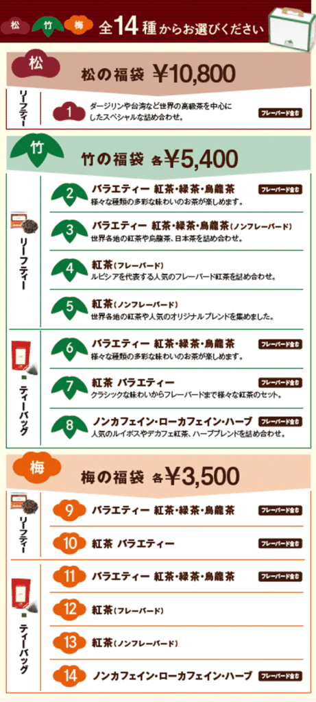 ルピシア】2026年 冬 福袋 松・竹・梅の中身ネタバレ！ | お茶飲もう