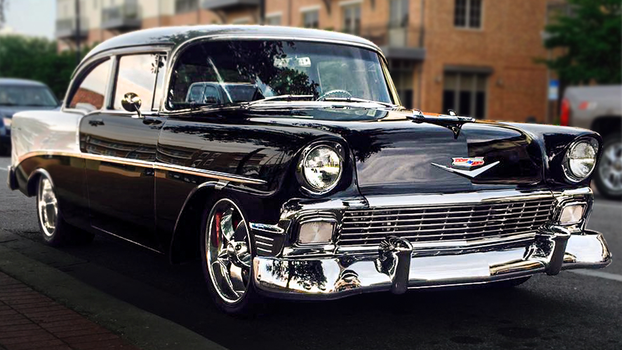 Stunning Onyx Black 1956 Chevy 210 Restomod