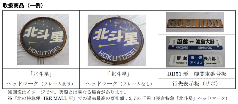 寝台特急「北斗星」ヘッドマークや懐かしい快速列車の行先表示板が手に