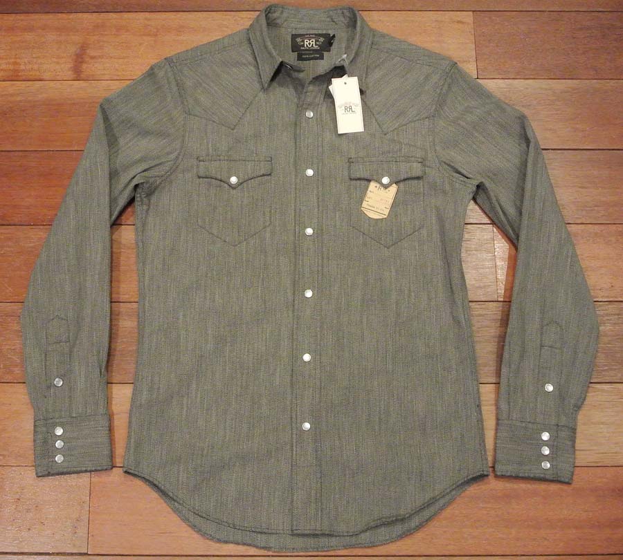 RRLダブルアールエル ブラックシャンブレー ウエスタンシャツ(S) - 7th