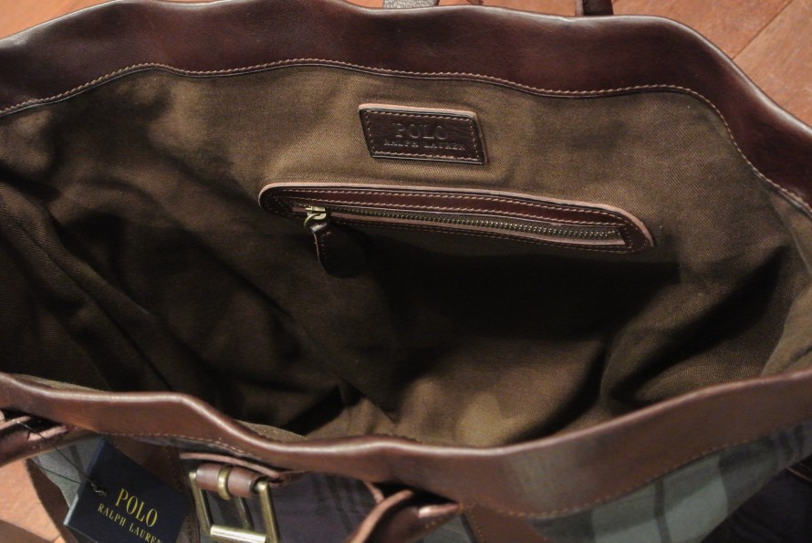 ポロラルフローレン ブラックウォッチ柄ワックスドコットン×レザー