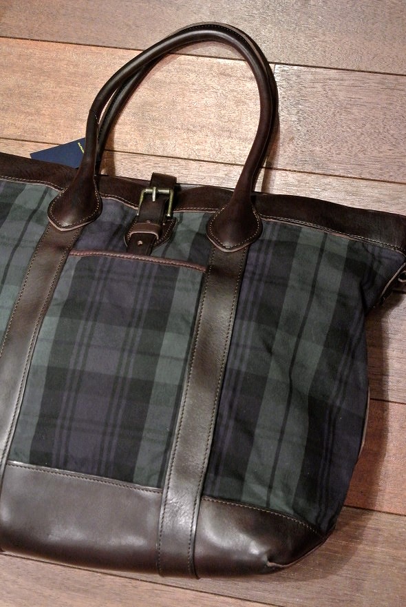 ポロラルフローレン ブラックウォッチ柄ワックスドコットン×レザー