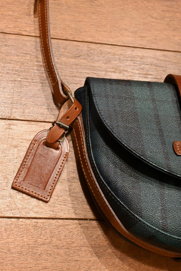 EXCELLENT USED) 90s ポロラルフローレン PVC×レザー ブラックウォッチ