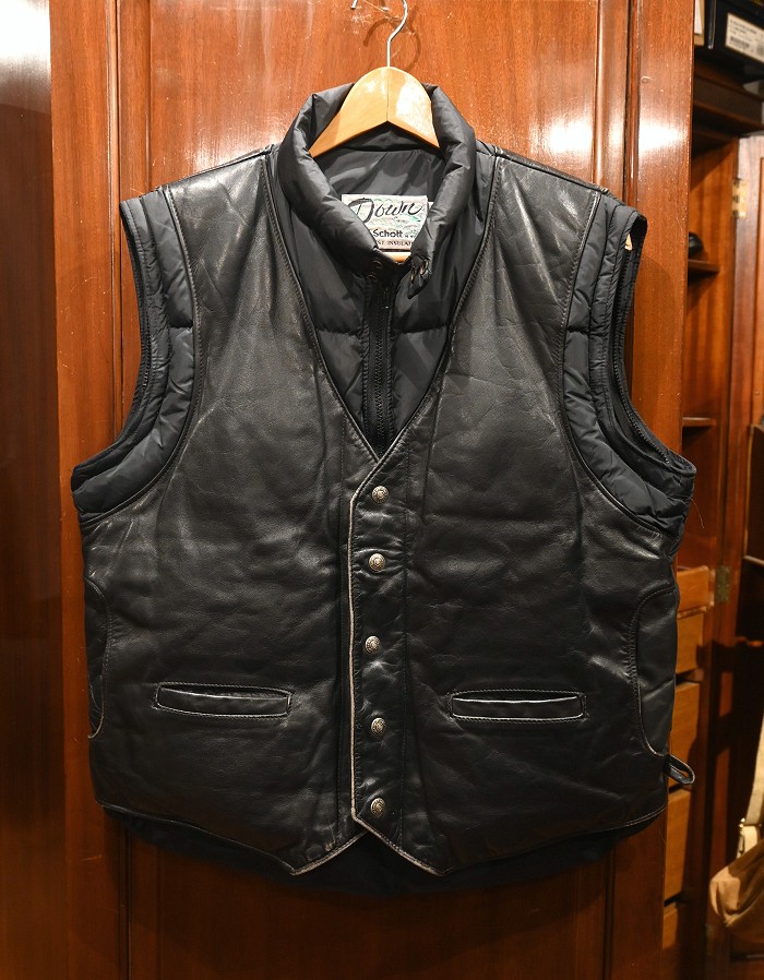 USED)SCHOTT ショット ダウン+レザー ジャケット+ベスト 2WAY