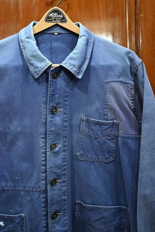 40s USED/VTG フレンチ ワークジャケット Vポケット コットンツイル