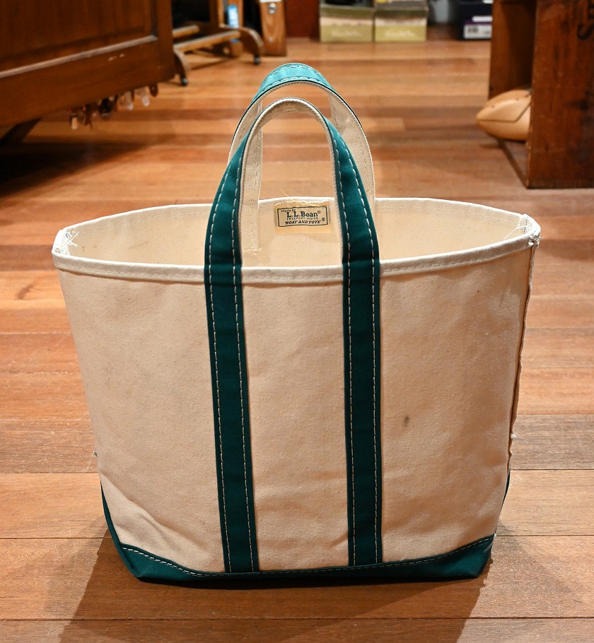 80s VTG/USED L.L BEAN キャンバス トートバッグ(Natural×Green/M