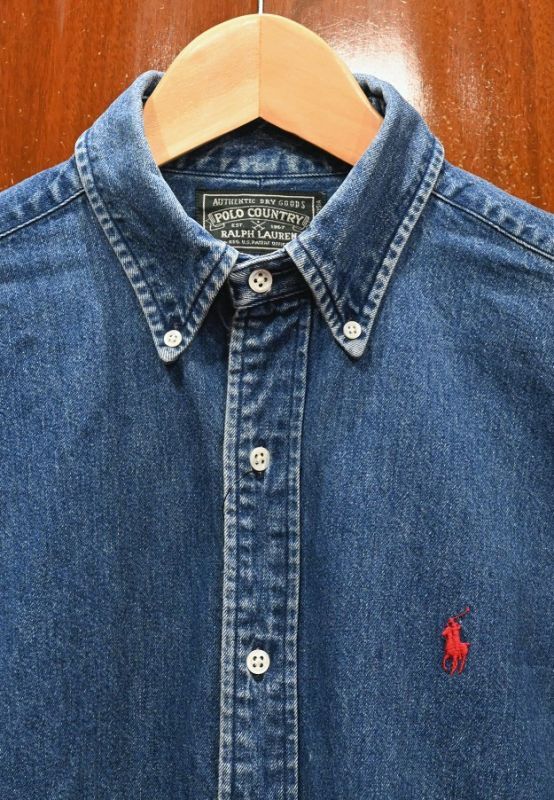 VTG/USED) 80-90s POLO COUNTRY ポロカントリー デニム ボタンダウン