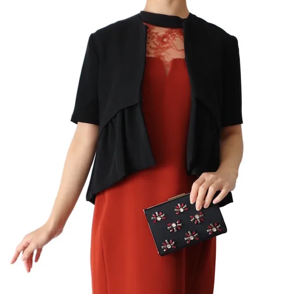 YOKO CHAN（ヨーコチャン） ハーフスリーブフリルジャケット（ブラック