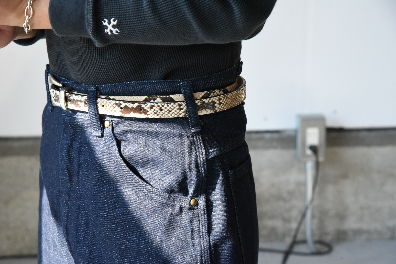 CCU 〝NARROW WESTERN BELT〝 PYTHON - THE EASY SHOP