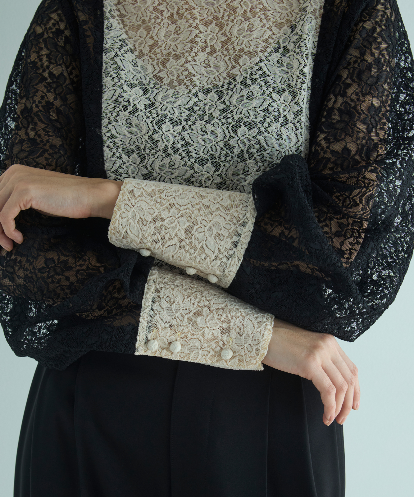 ≪通常販売≫bicolor lace blouse（バイカラーレースブラウス） – THE