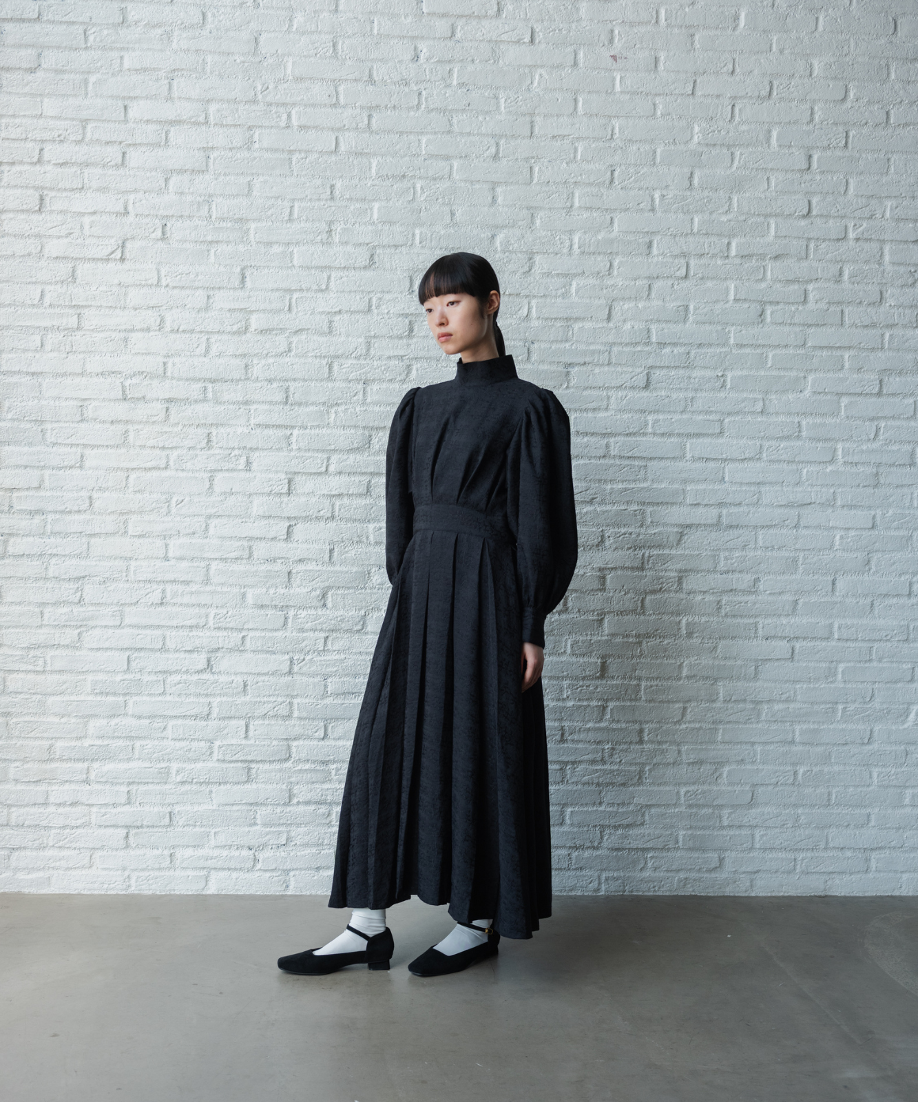 ≪通常販売≫【THE DRESS #50】high neck tuck jacquard onepiece