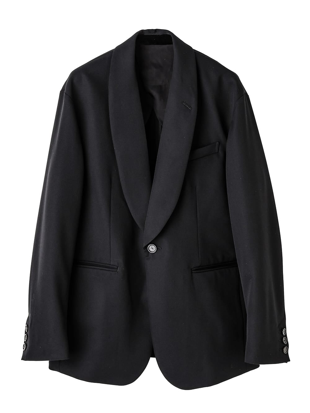 sj.0001AW25-black ショールカラーサックジャケット The Black-and