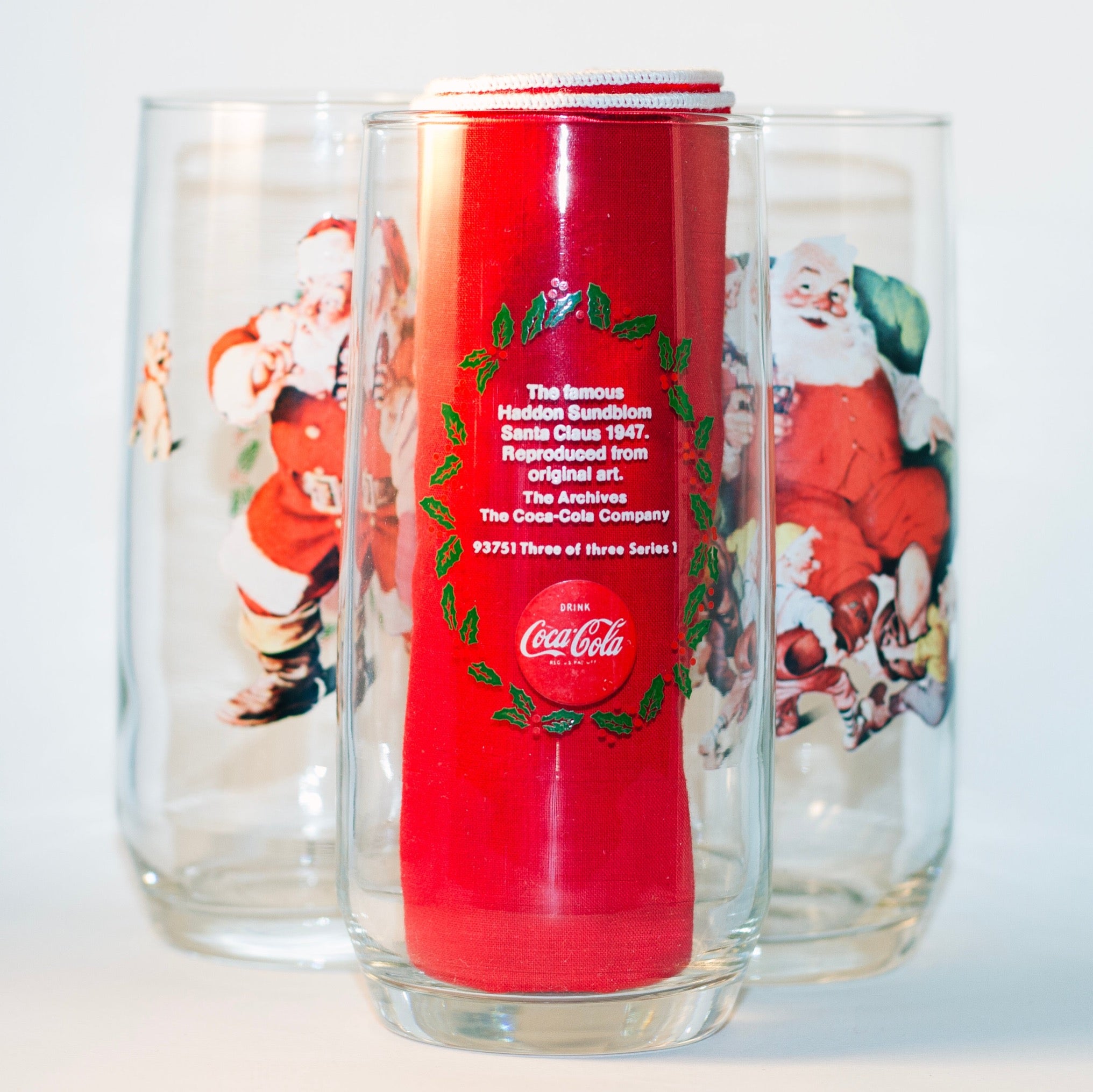 Coca-Cola Haddon Sundblom SANTA CLAUS Glassware Series 1 Set of