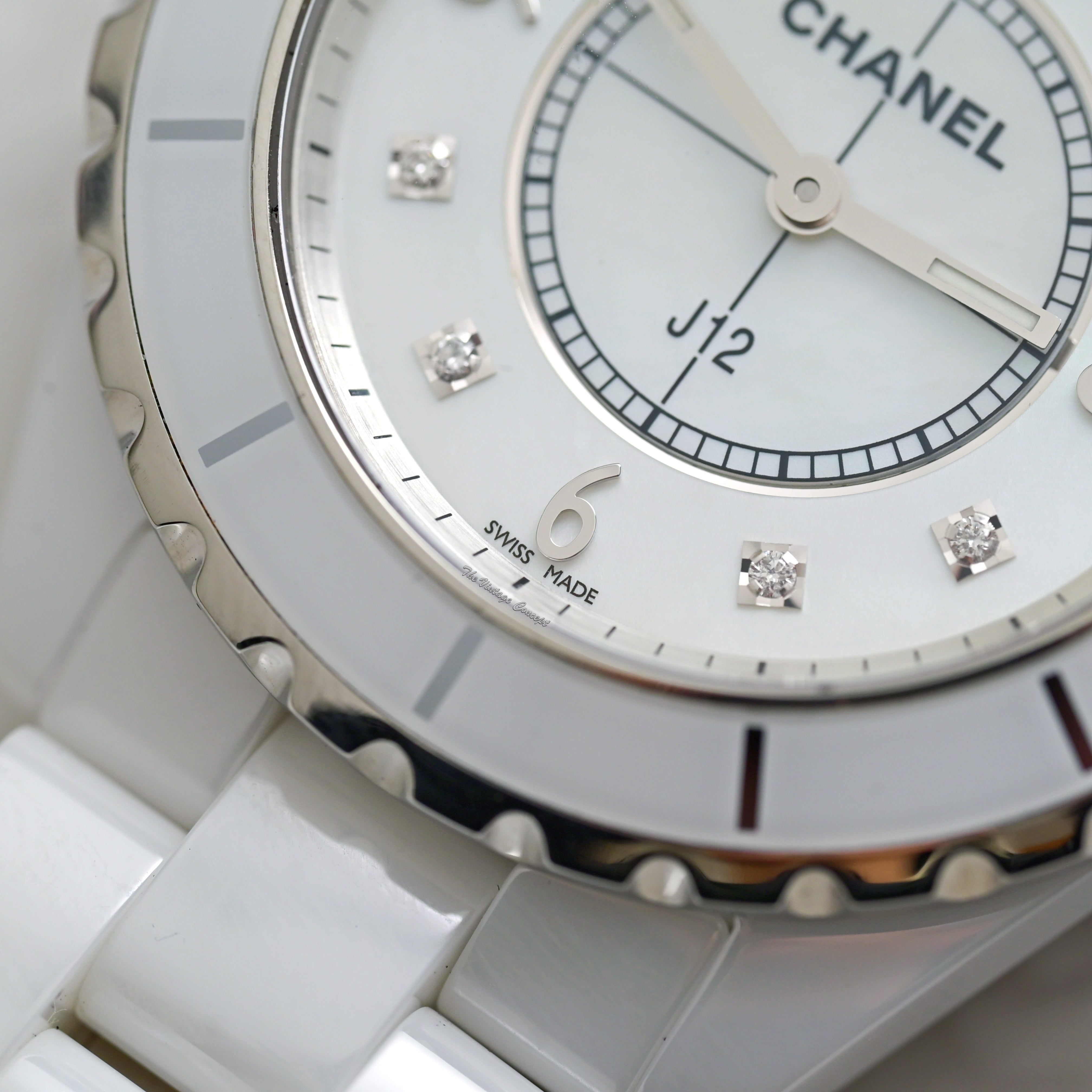 Chanel J12 Ceramic MOP Dial w/ Diamonds Indexes Quartz H3214 (Full