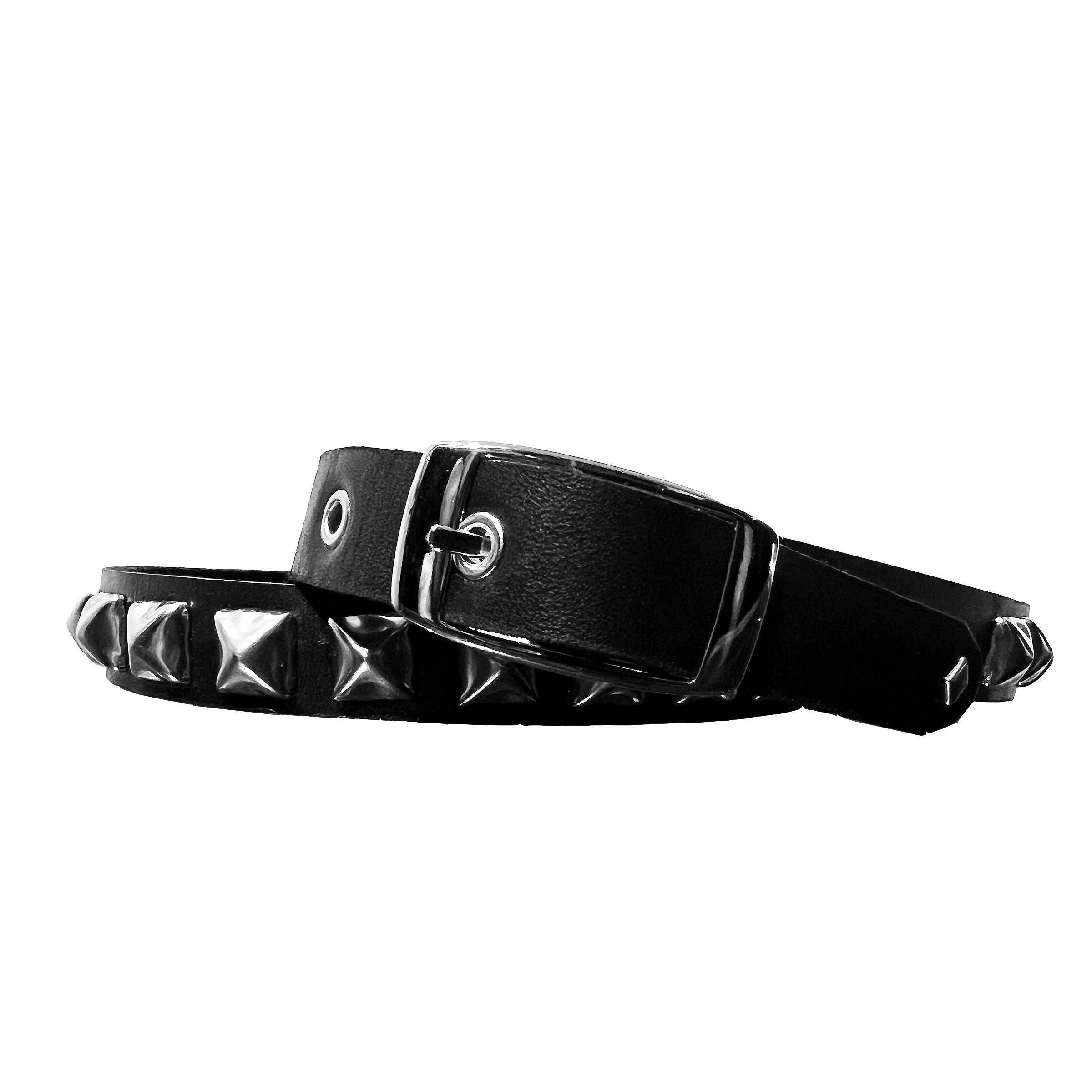 RUNAWAY PYRAMID STUD BLACK LEATHER BELT – THE CAST