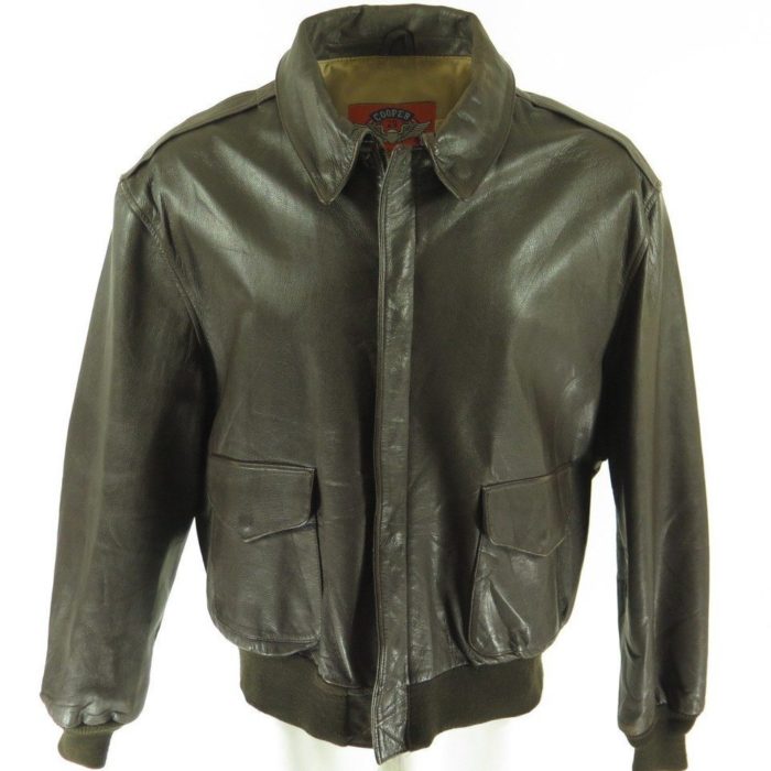 Vintage 90s Cooper A-2 Goatskin Leather Jacket Mens 52 NRA