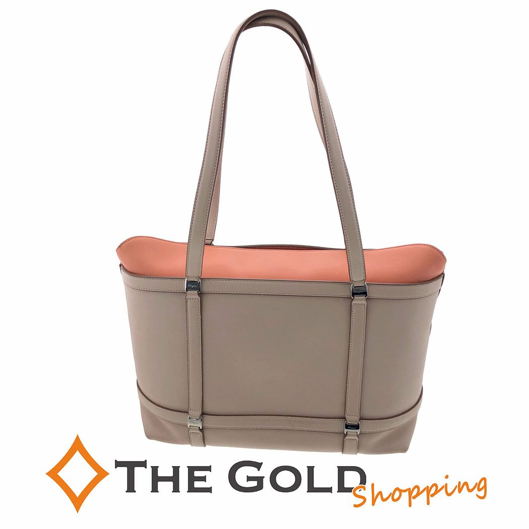 Salvatore Ferragamo トートバッグ ヴァラ レザー バイカラー ベージュ