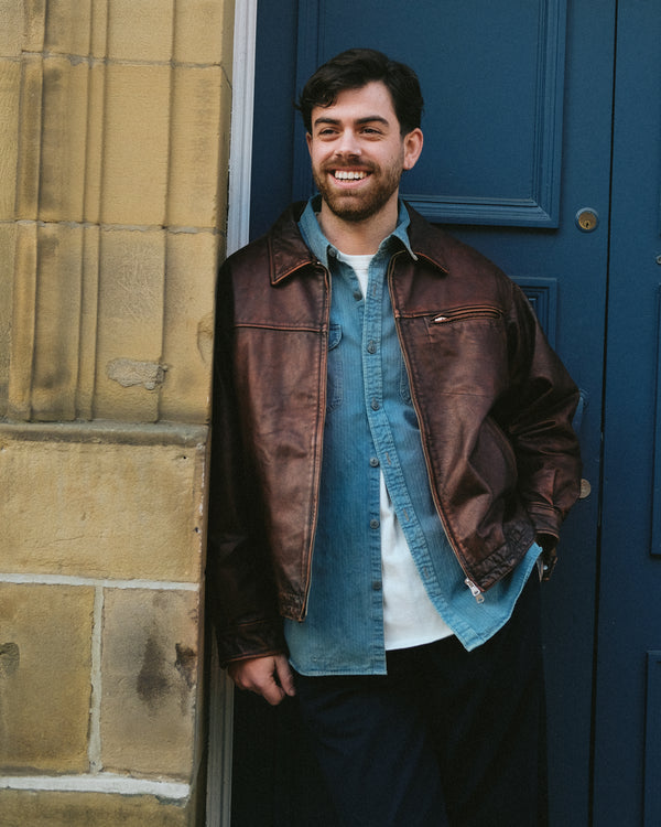 Frizmworks DESTROYED LEATHER JACKET - BROWN - The Great Divide