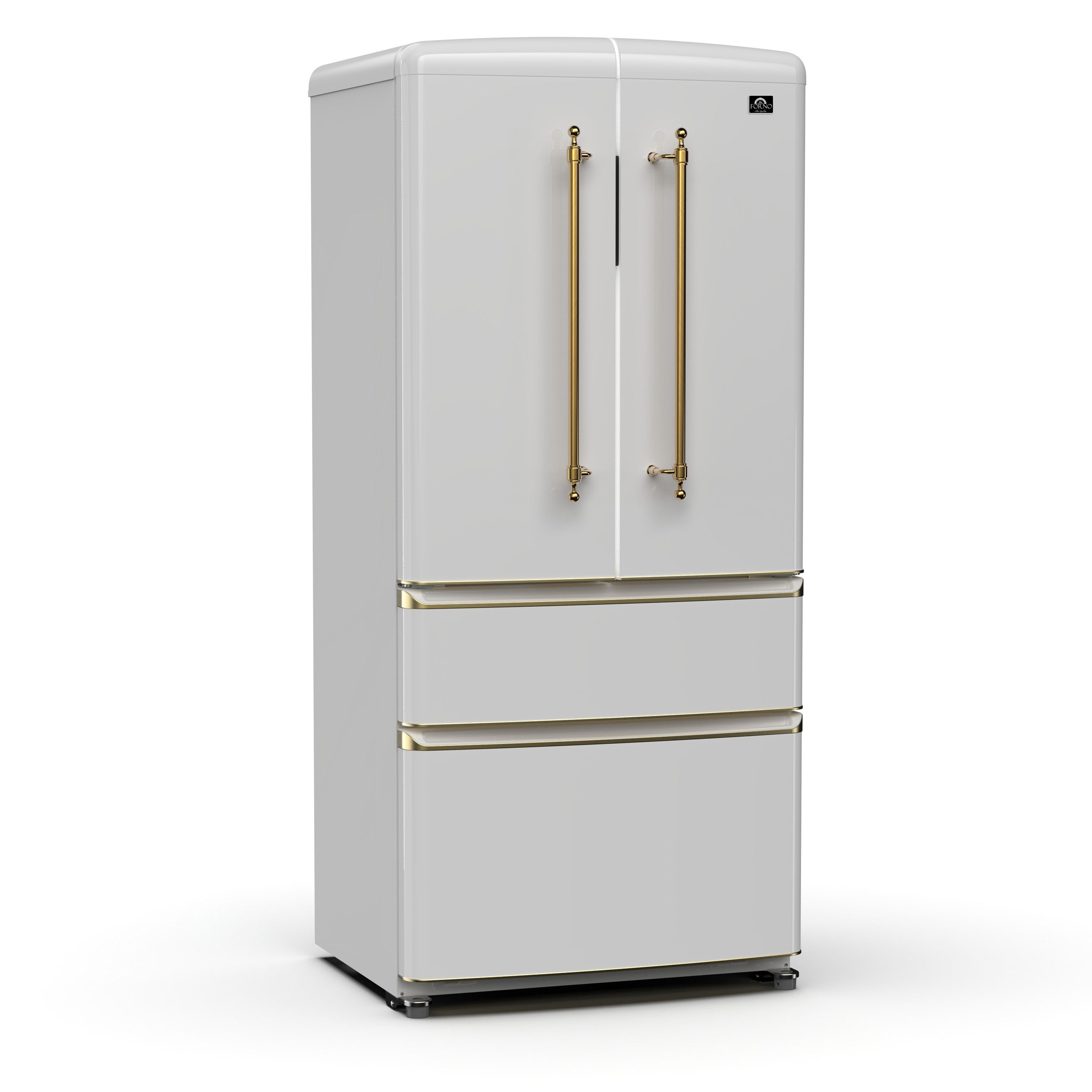 Forno Luigi 18 cu.ft. French Door Refrigerator White, Antique
